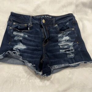 American Eagle Outfitters Women's Ripped Jean Shorts - Navy